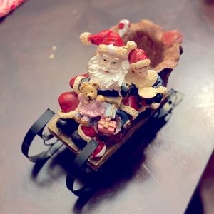 Vintage Santa sleigh candle holder